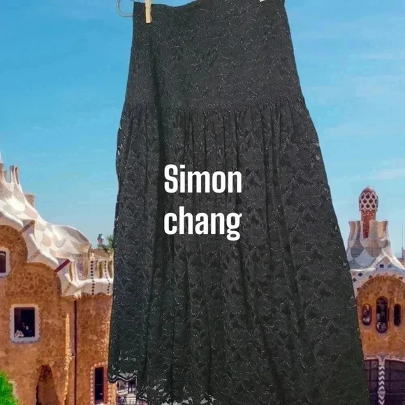 Vintage 80'S Simon Chang Diffusion midi crinoline Sparkly party  skirt & Top - Picture 10 of 11